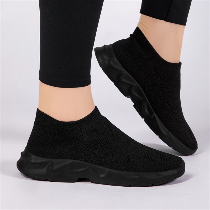 Knit Fabric Lace Up Sneakers - Scarpe da passeggio da donna in