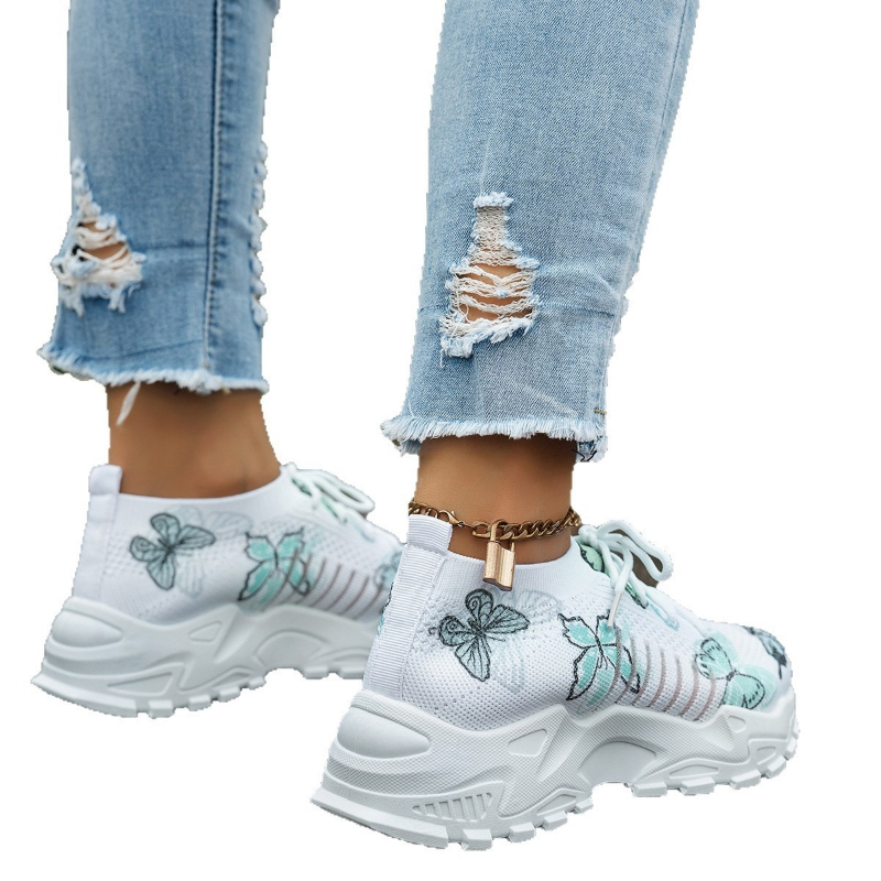 Sneakers da donna con stampa a - Knit Fabric Lace Up Sneakers recensione e prezzo